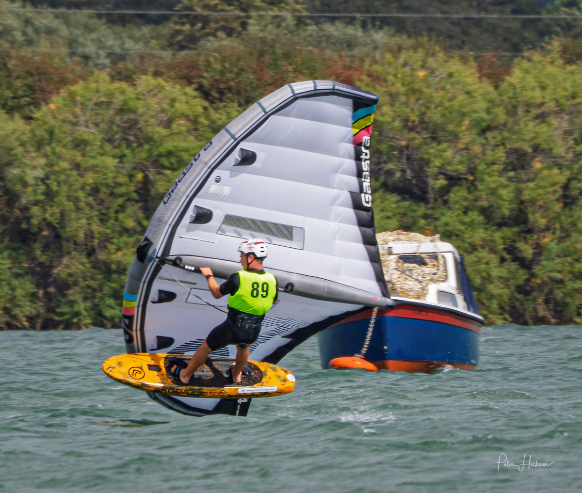 A wingfoil competitor during the Round Hayling Challenge. 